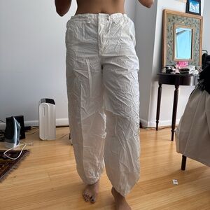 Pilcro Cream Textured Trousers